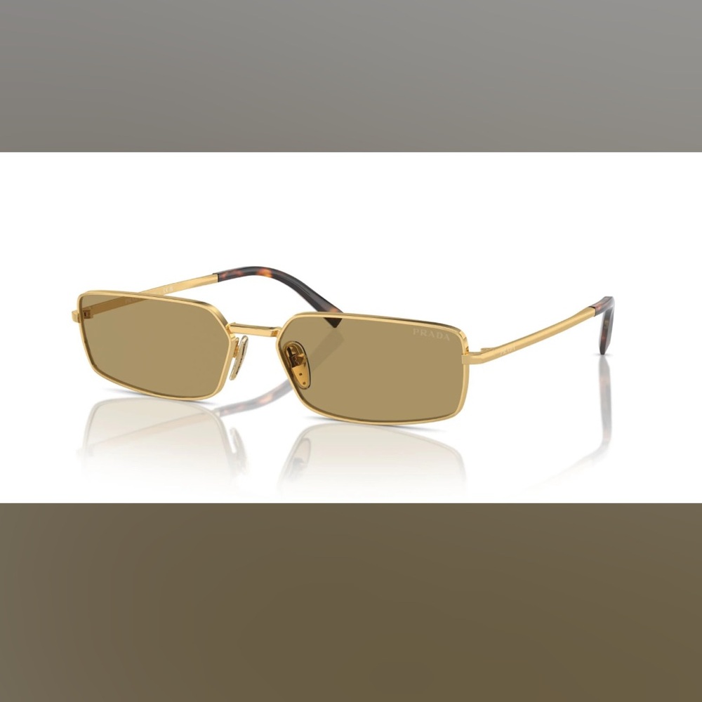 NEW IN BOX PRADA SPR A60 SUNGLASSES WITH ALL ACCESSORIES IN GOLD/GREEN